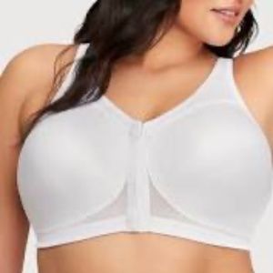 Glamorise MagicLift White Plus Size Front-Closure Posture Back Bra Size 46G